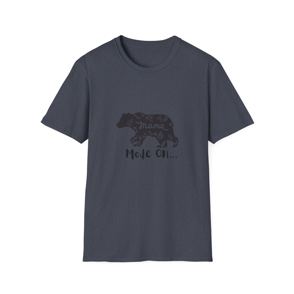 Mama Bear Mode On Unisex Softstyle T-Shirt, Cute Mama Shirt, Casual Family Wear, Bear Design Tee, Everyday Comfort T-Shirt