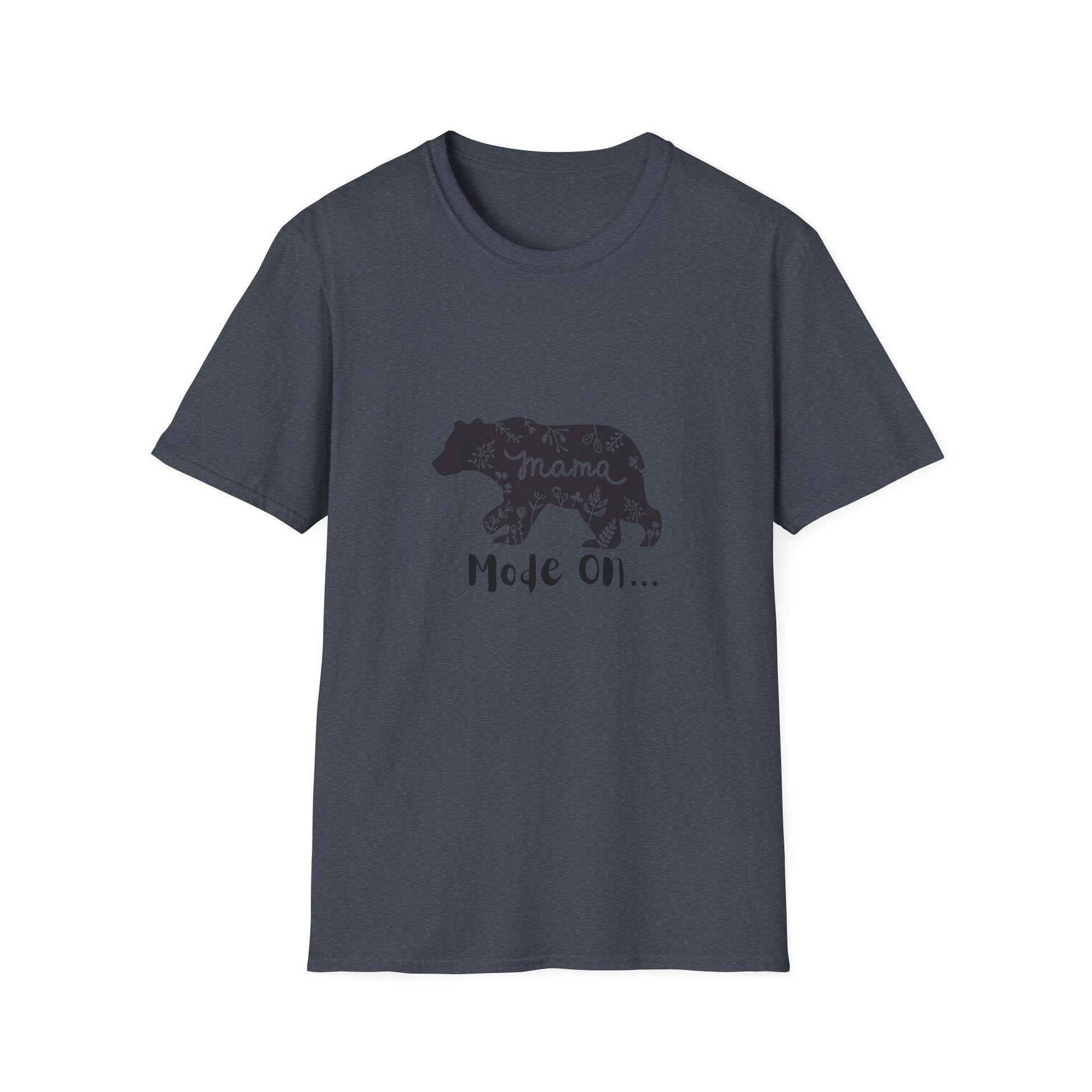 Mama Bear Mode On Unisex Softstyle T-Shirt, Cute Mama Shirt, Casual Family Wear, Bear Design Tee, Everyday Comfort T-Shirt