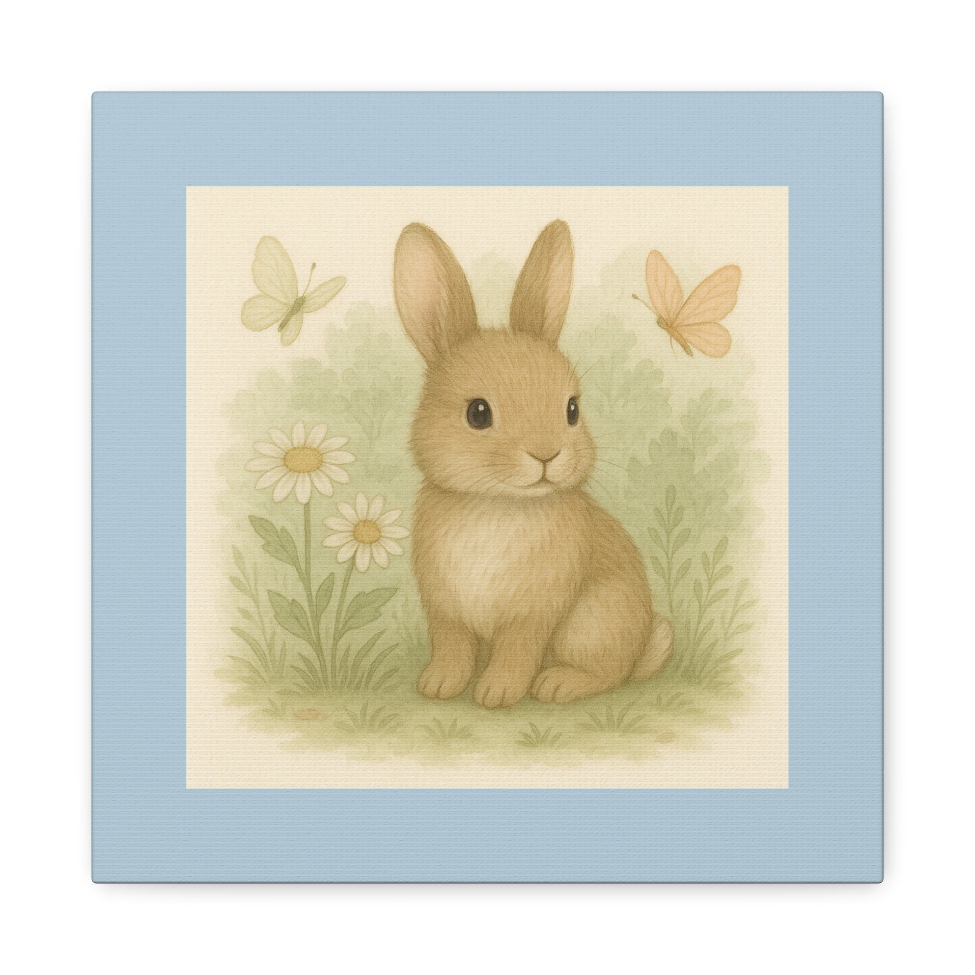 Adorable Bunny Canvas Wall Art, Cute Rabbit Decor, Children's Room Decor, Spring Home Decoration, Easter Gift Idea