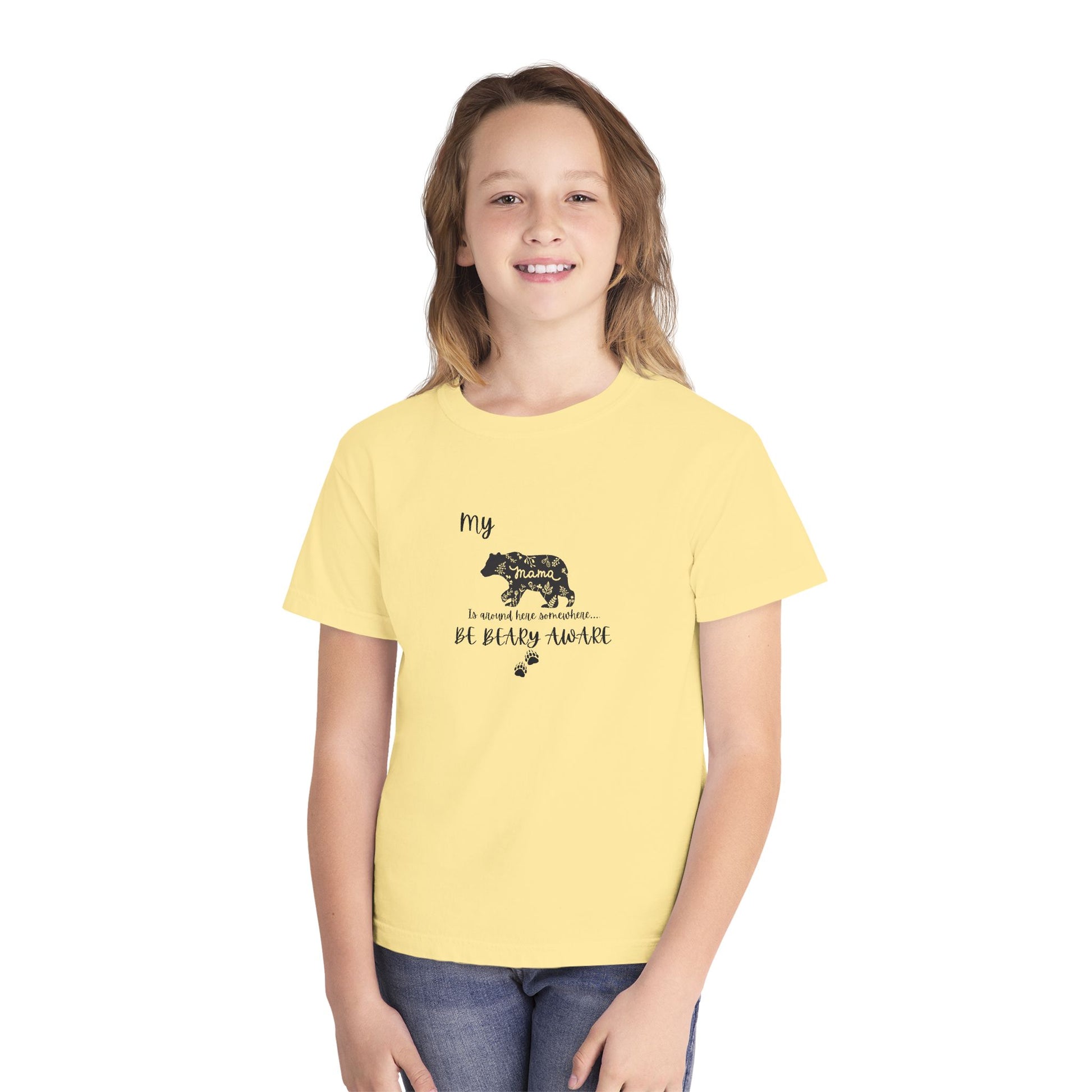 Cute Animal Lover Youth Tee, Be Bear-y Aware Tee, Kids Wildlife Shirt, Nature Enthusiast Gift, Children's Birthday Apparel