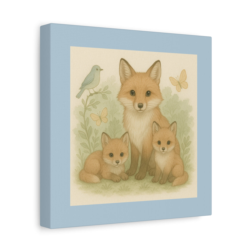 Fox Family Art Canvas, Nursery Decor, Woodland Wall Art, Kids Room Decor, Baby Shower Gift