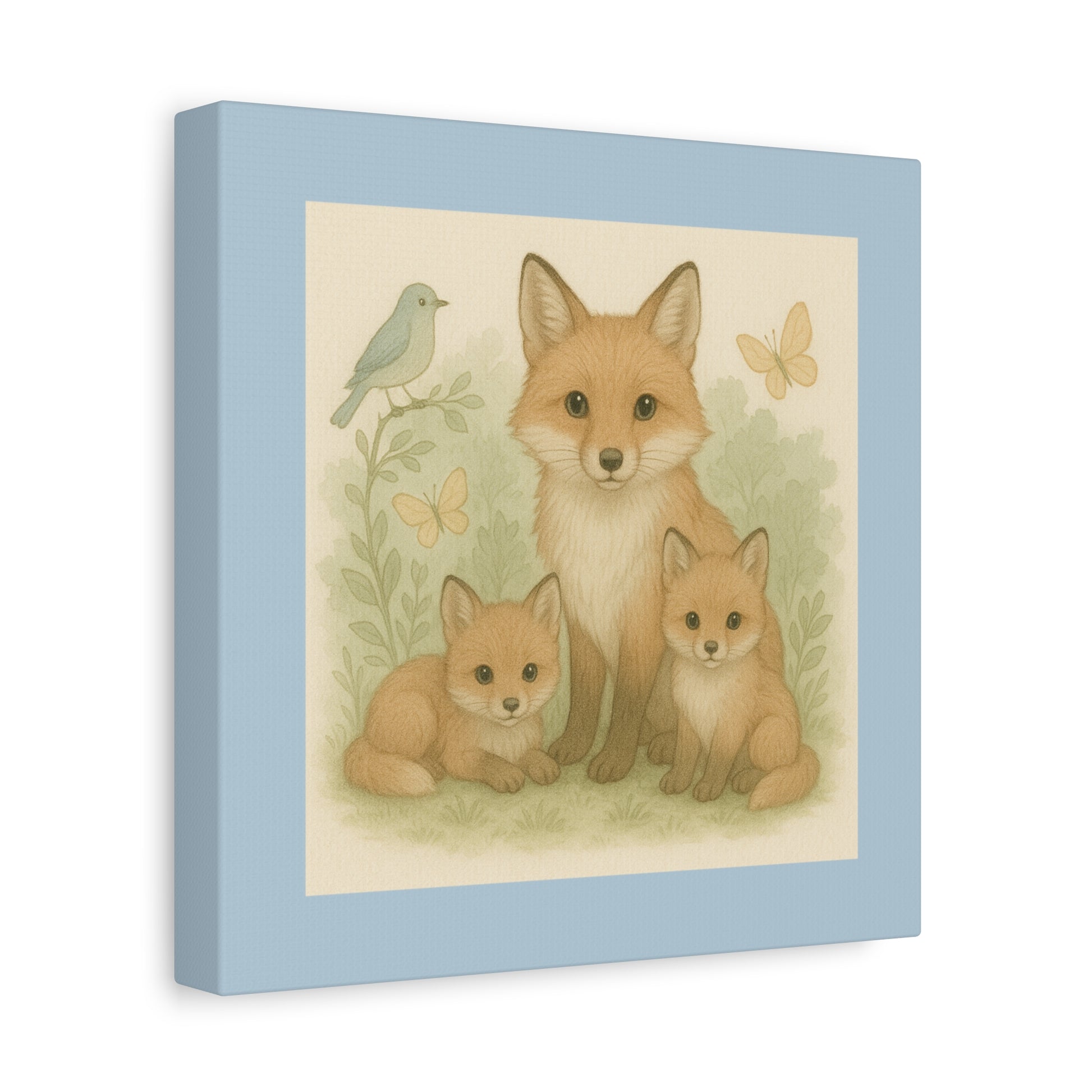 Fox Family Art Canvas, Nursery Decor, Woodland Wall Art, Kids Room Decor, Baby Shower Gift