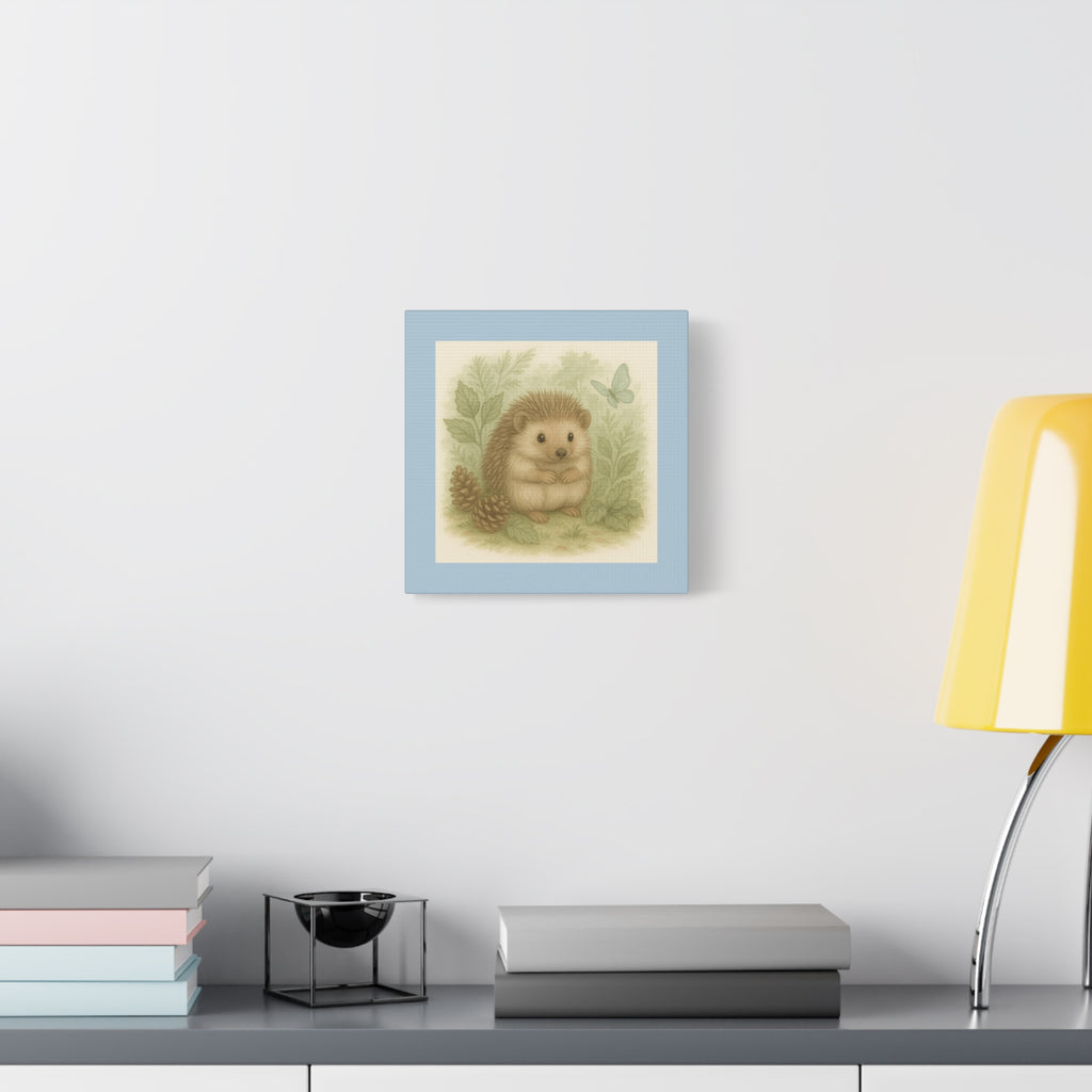 Charming Hedgehog Wall Art Canvas, Cute Animal Decor, Woodland Nursery Art, Gift for Child's Room, Nature Lover Decor
