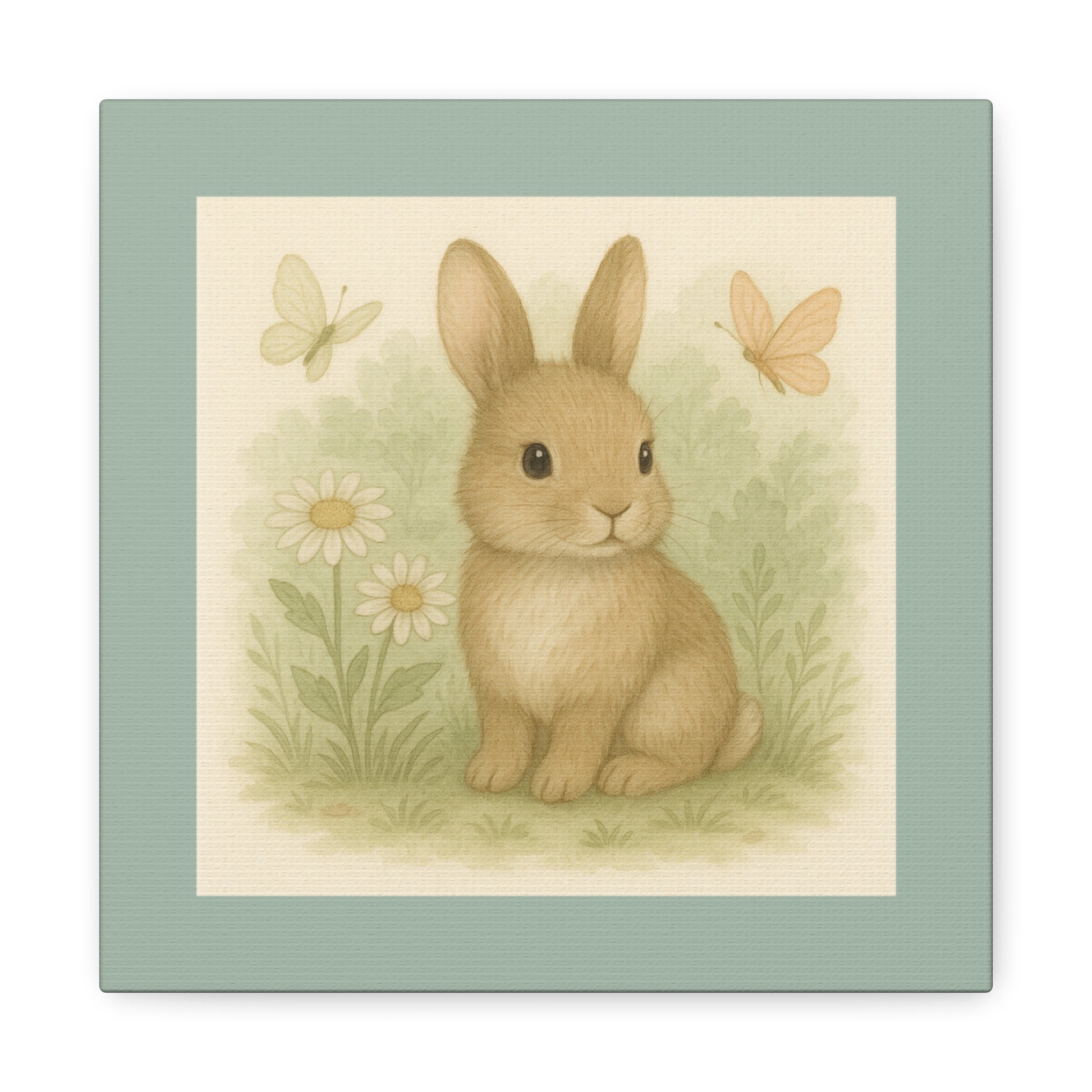 Botanical Bunny Canvas Art, Cute Wall Decor, Nursery or Kids Room, Easter Decor, Gift for Animal Lovers