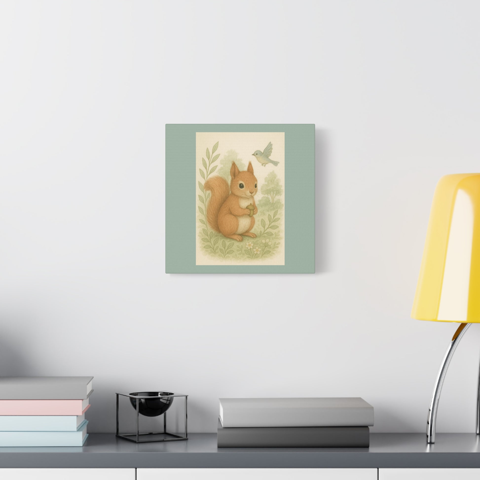 Whimsical Squirrel Canvas Print for Nurseries, Kids' Rooms, Woodland Decor, Cute Animal Wall Art, Gift for Baby Shower