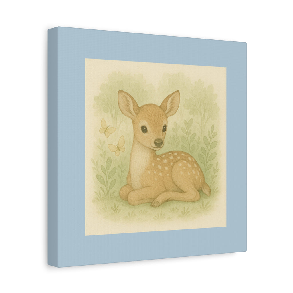 Whimsical Deer Canvas Art Print, Nursery Decor, Child's Room Wall Art, Gift for Baby Shower, Animal Illustration