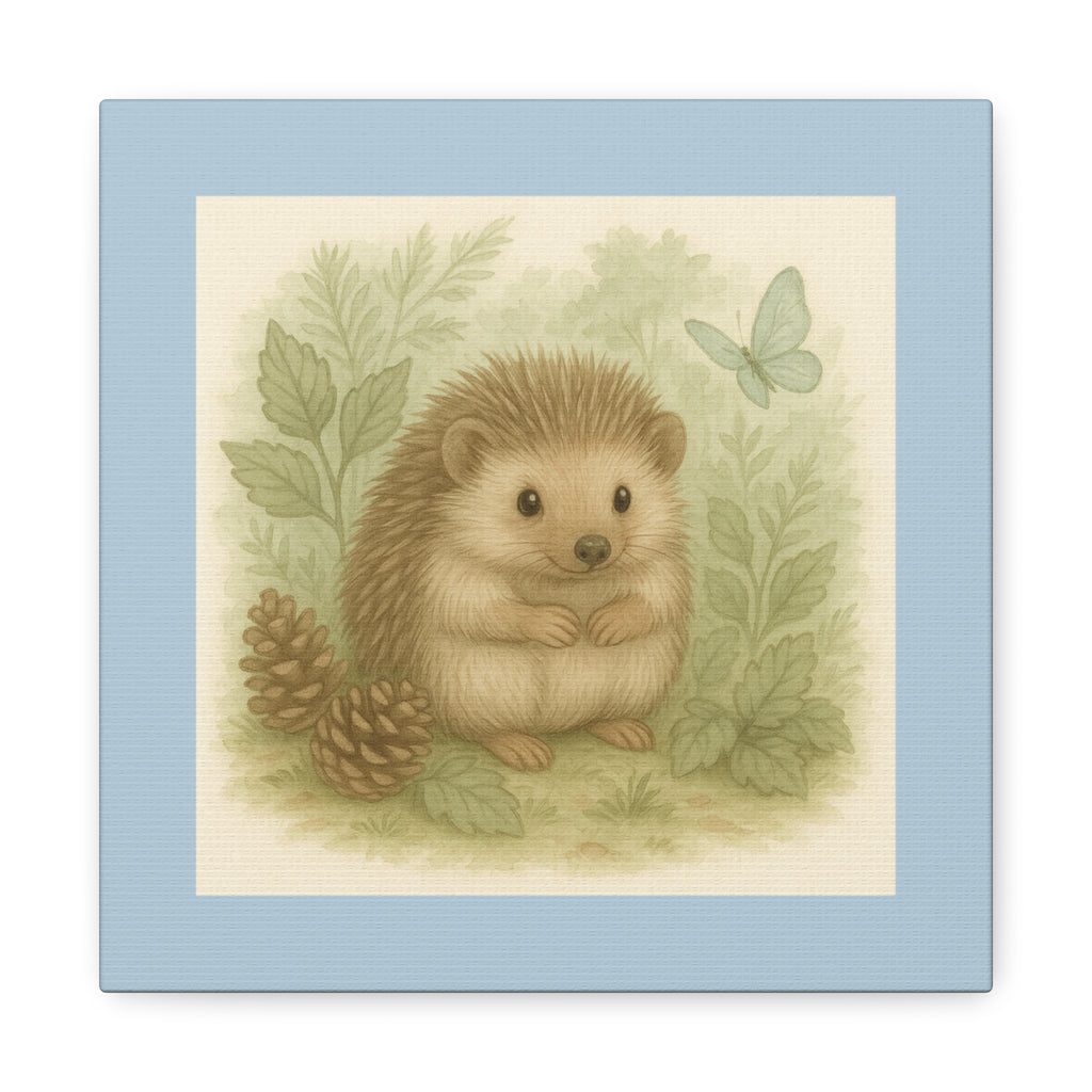 Charming Hedgehog Wall Art Canvas, Cute Animal Decor, Woodland Nursery Art, Gift for Child's Room, Nature Lover Decor