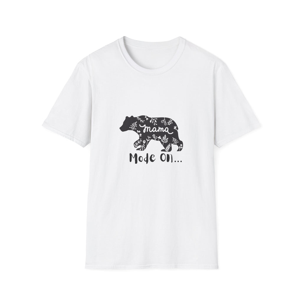 Mama Bear Mode On Unisex Softstyle T-Shirt, Cute Mama Shirt, Casual Family Wear, Bear Design Tee, Everyday Comfort T-Shirt