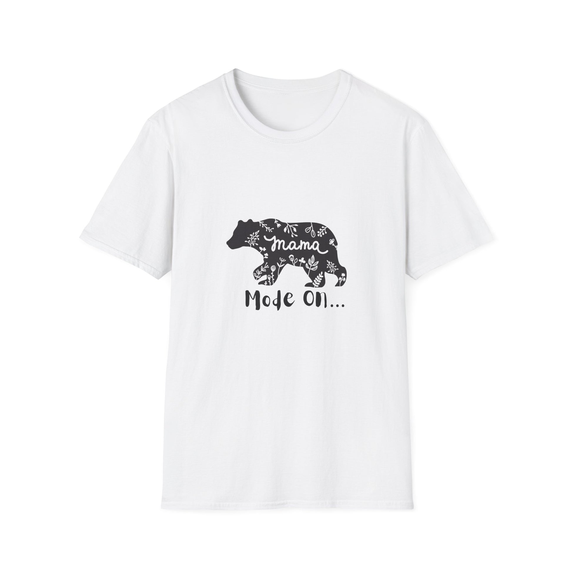 Mama Bear Mode On Unisex Softstyle T-Shirt, Cute Mama Shirt, Casual Family Wear, Bear Design Tee, Everyday Comfort T-Shirt
