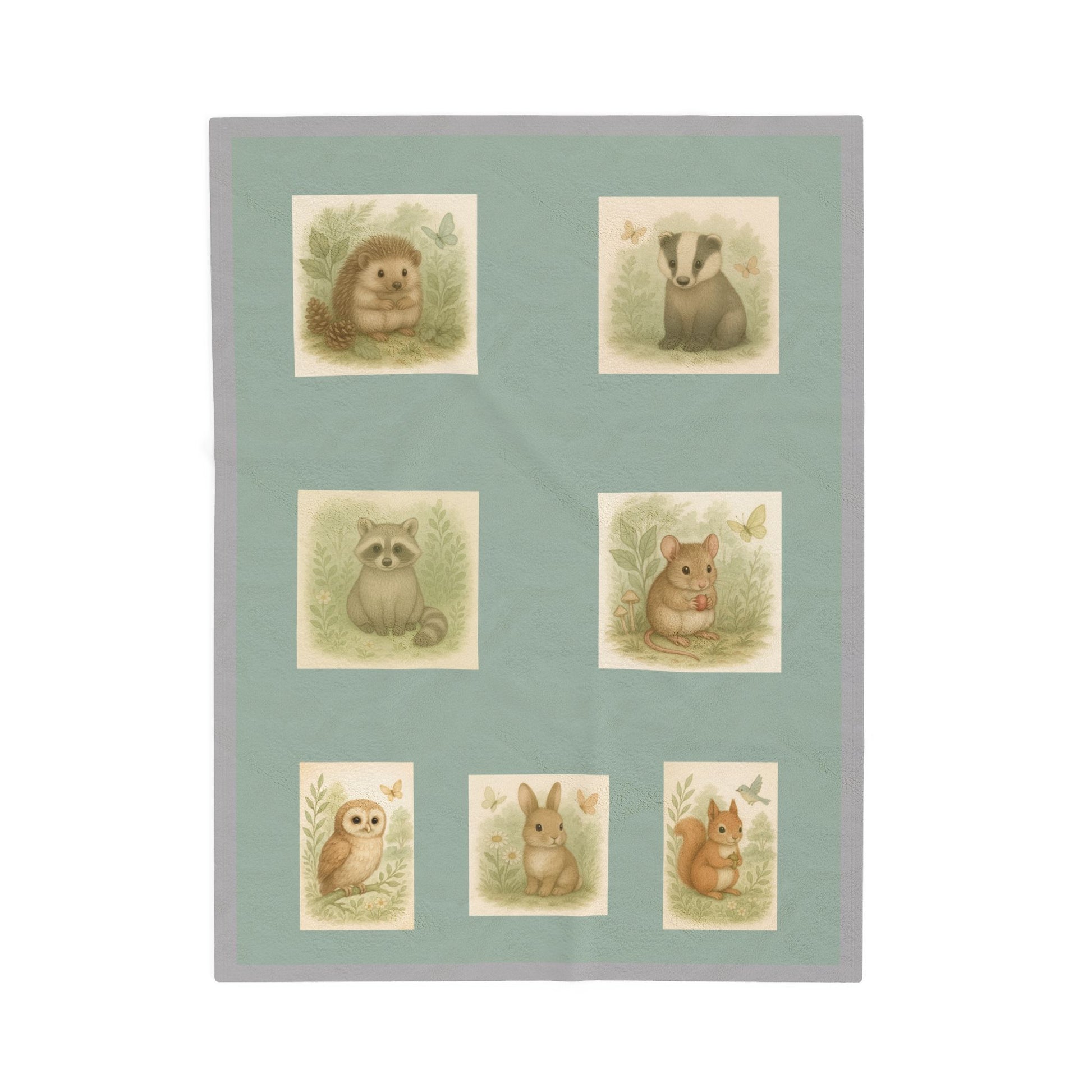 Whimsical Animal Velveteen Plush Blanket, Soft Throw for Kids Room, Cozy Pet Blanket, Perfect Baby Shower Gift, Nursery Decor