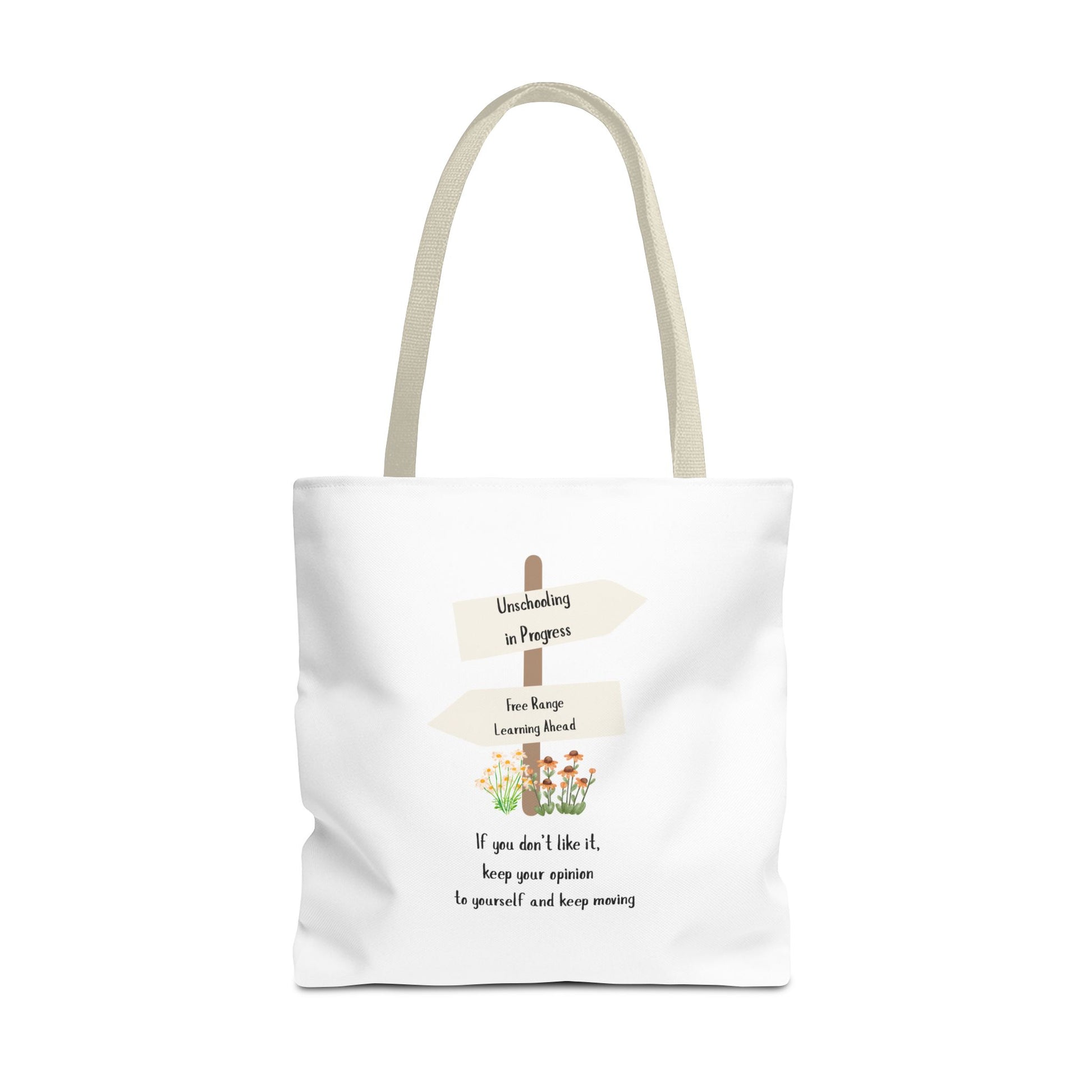 Unschooling in Progress, Free Range Learning ahead.  Motivational Reusable Bag, Eco-Friendly Shopping, Gift for Students, Positive Quote Bag