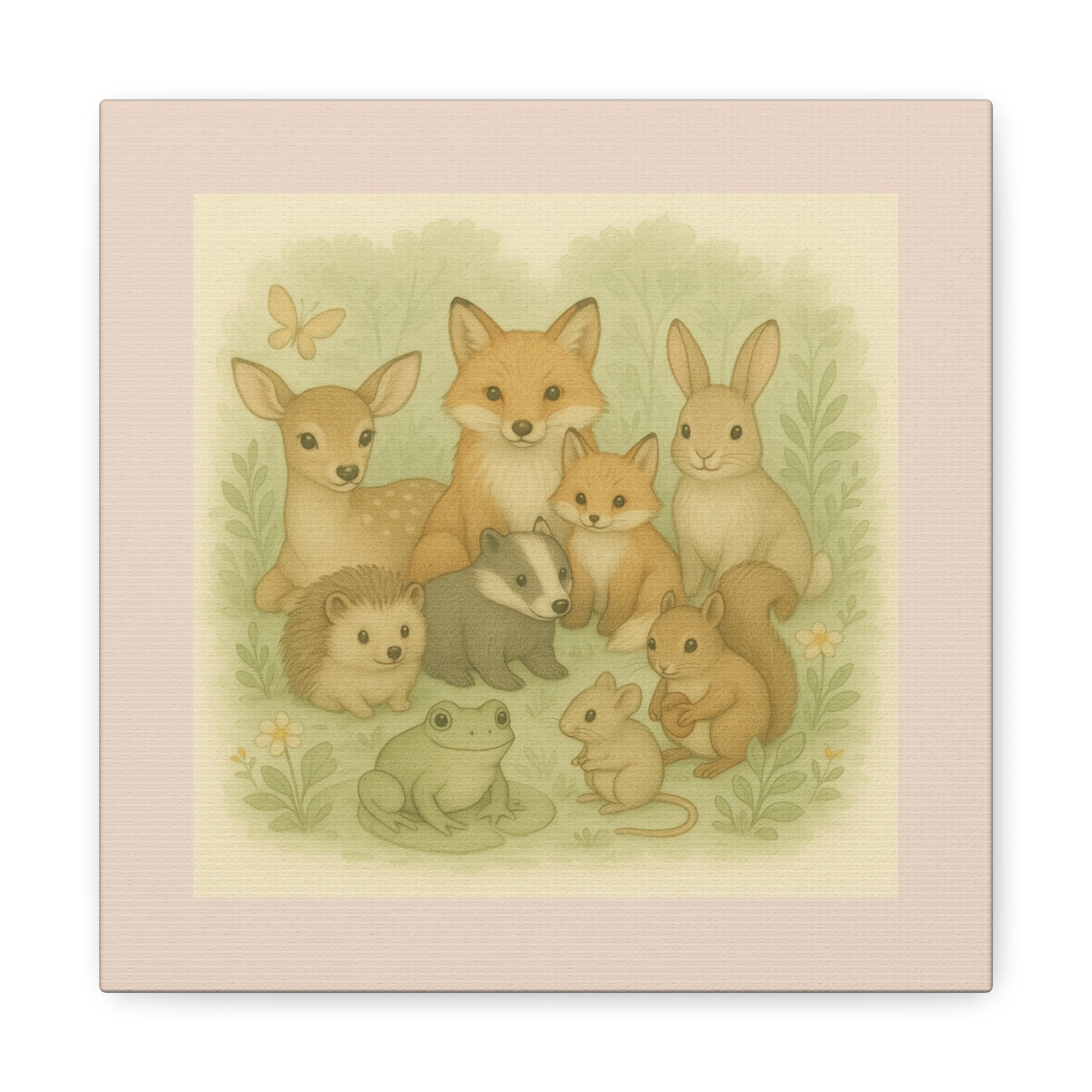 Whimsical Animal Art Canvas, Kids Room Decor, Nature Lovers Gift, Nursery Wall Art, Childrens Home Decor