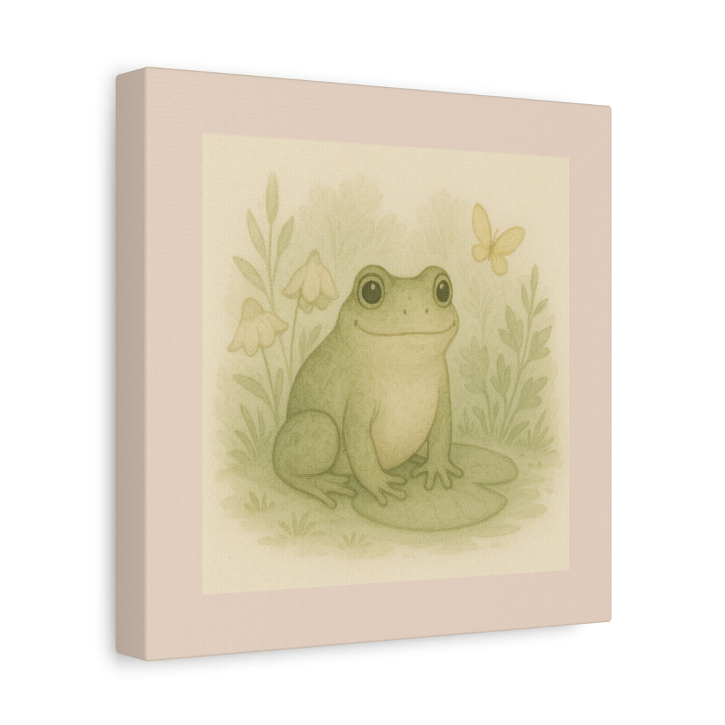 Whimsical Frog Canvas Art | Nature Home Decor, Kids Room Wall Art, Gift for Frog Lovers, Nursery Art, Greenery Wall Decor
