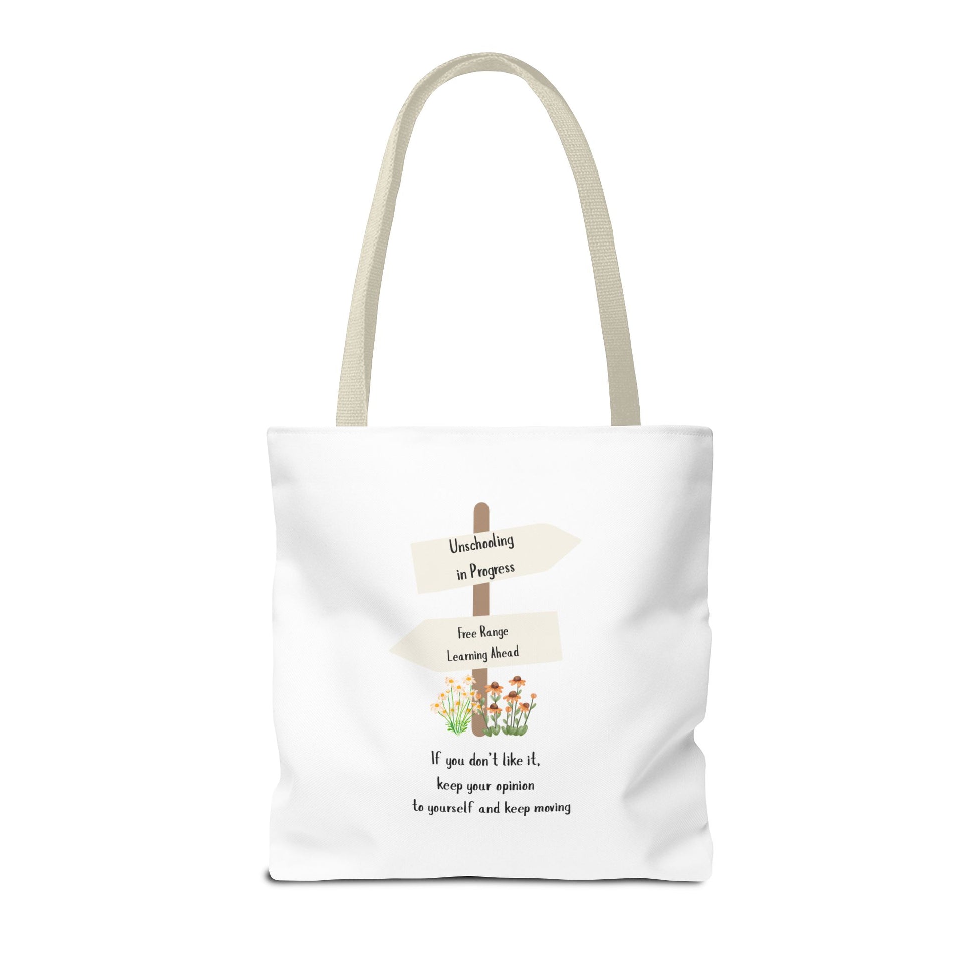Unschooling in Progress, Free Range Learning ahead.  Motivational Reusable Bag, Eco-Friendly Shopping, Gift for Students, Positive Quote Bag