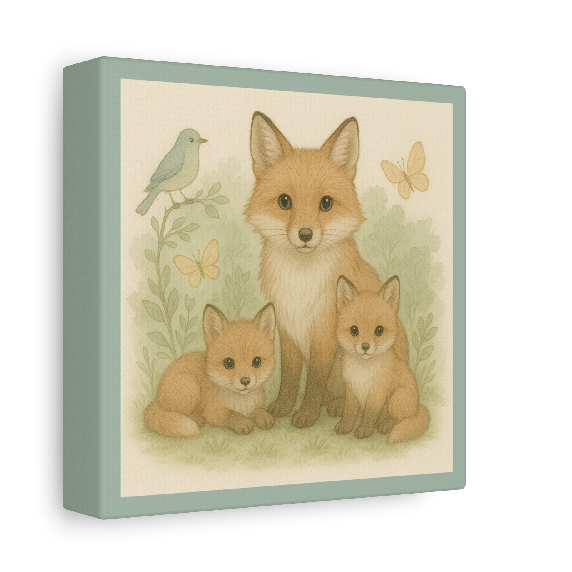Charming Fox Family Canvas Art, Nursery Decor, Animal Wall Art, Kids Room Decoration, Nature Inspired Home Decor