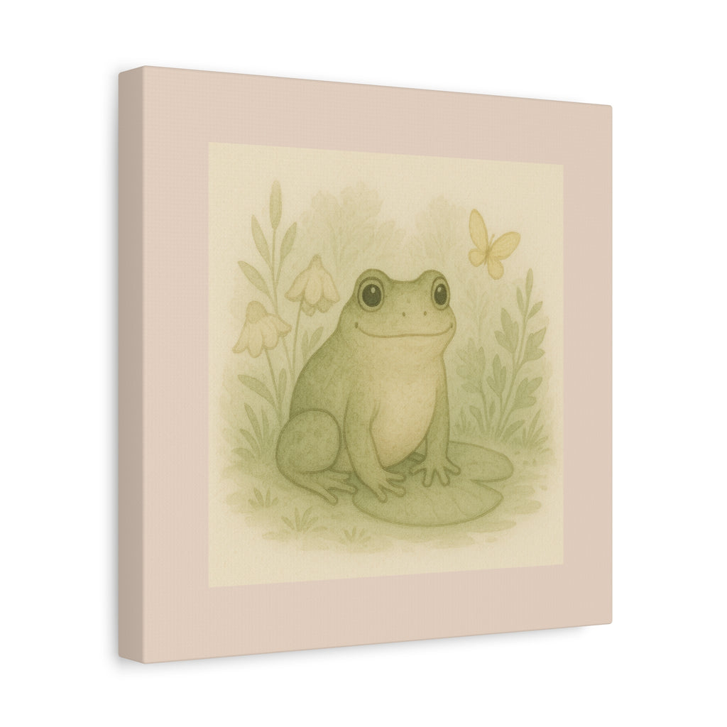 Whimsical Frog Canvas Art | Nature Home Decor, Kids Room Wall Art, Gift for Frog Lovers, Nursery Art, Greenery Wall Decor
