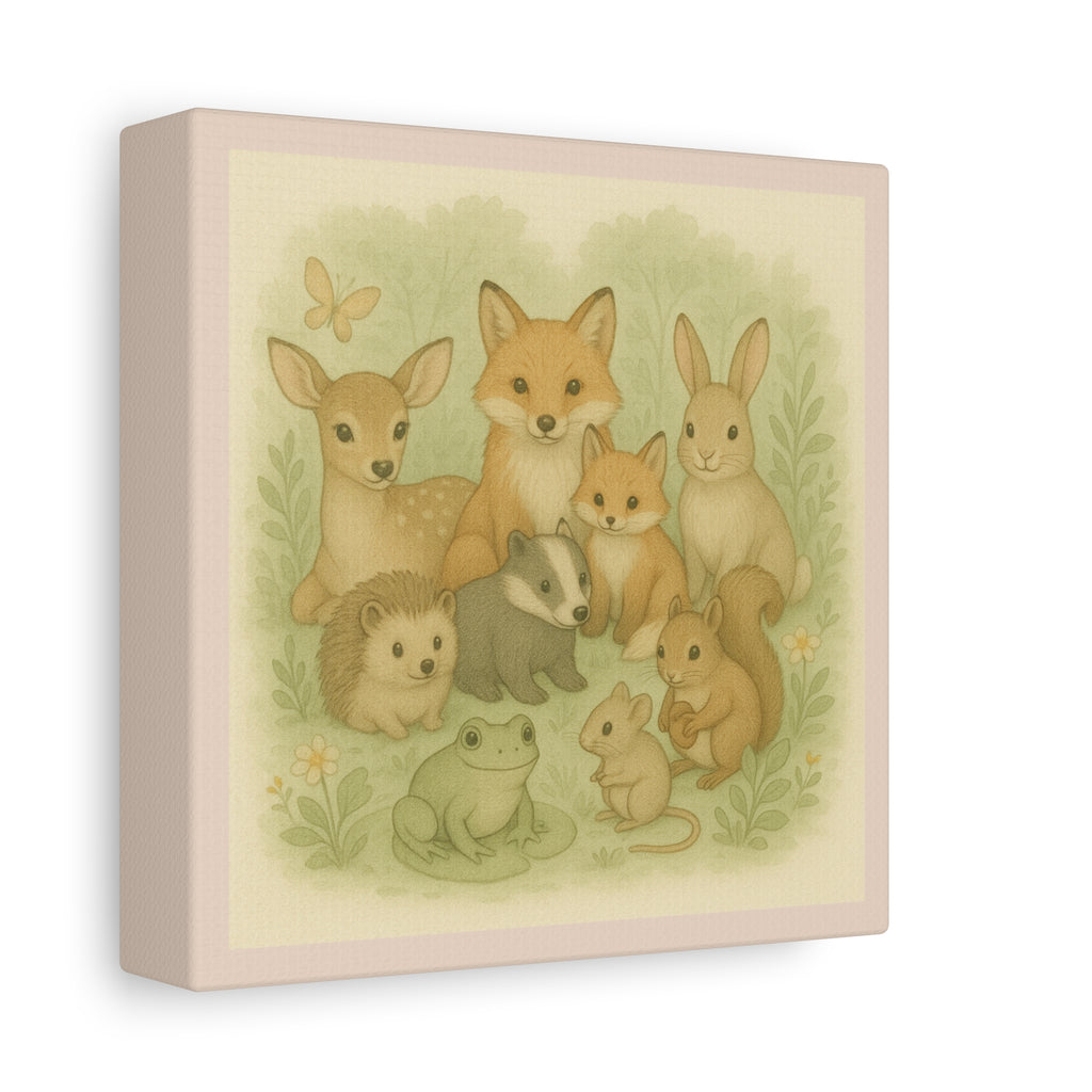 Whimsical Animal Art Canvas, Kids Room Decor, Nature Lovers Gift, Nursery Wall Art, Childrens Home Decor