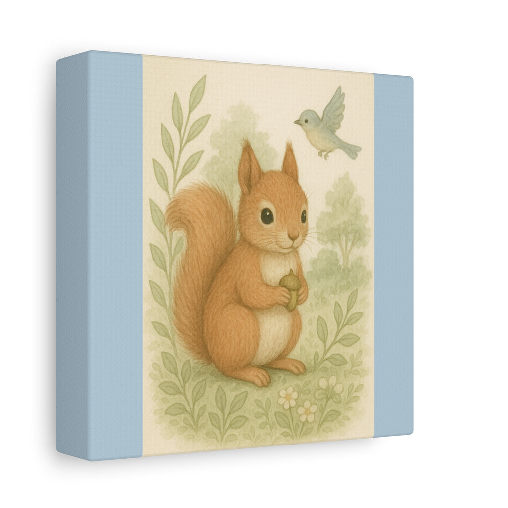 Whimsical Squirrel Canvas Print, Cute Animal Wall Art, Nature Decor, Children's Room, Gift Idea