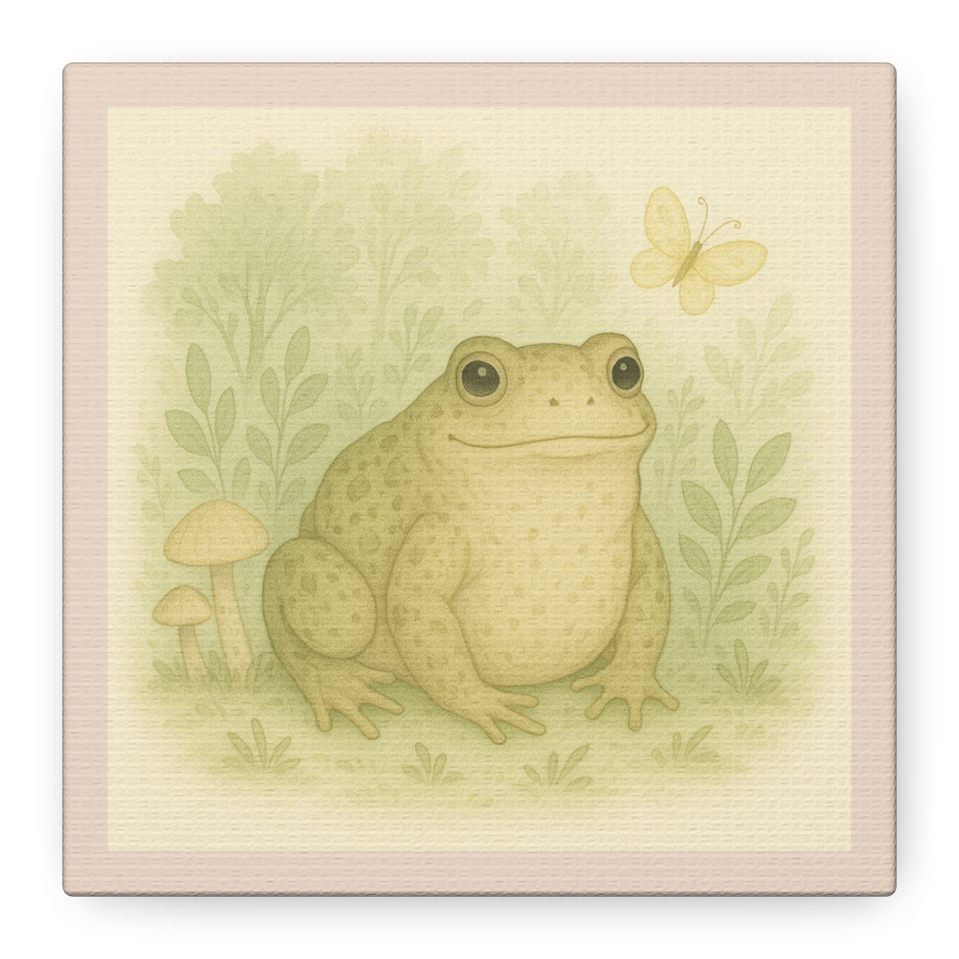 Frog Art Canvas Print, Soft Decor for Nature Lovers, Cute Wall Art for Kids, Gifts for Animal Lovers, Nursery Decor, Botanical Wall Art