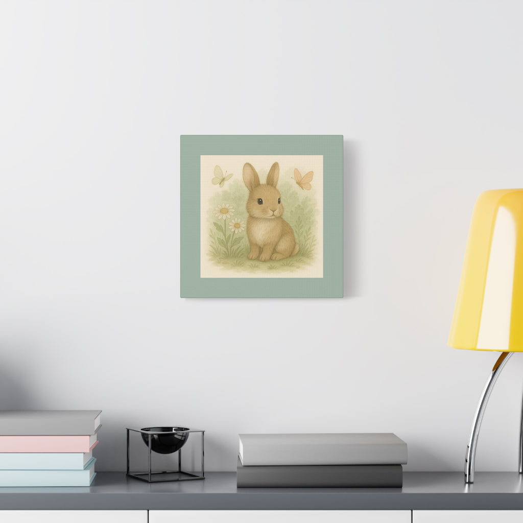 Botanical Bunny Canvas Art, Cute Wall Decor, Nursery or Kids Room, Easter Decor, Gift for Animal Lovers