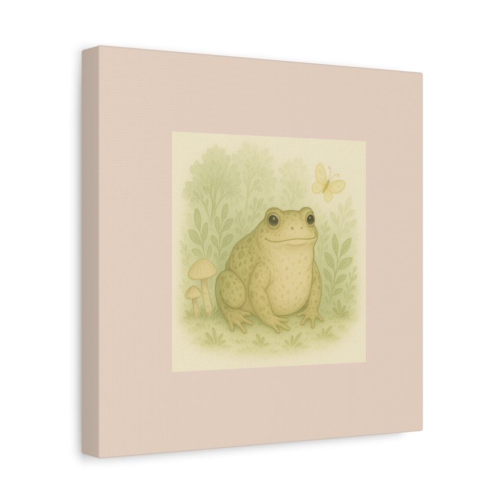 Frog Art Canvas Print, Soft Decor for Nature Lovers, Cute Wall Art for Kids, Gifts for Animal Lovers, Nursery Decor, Botanical Wall Art