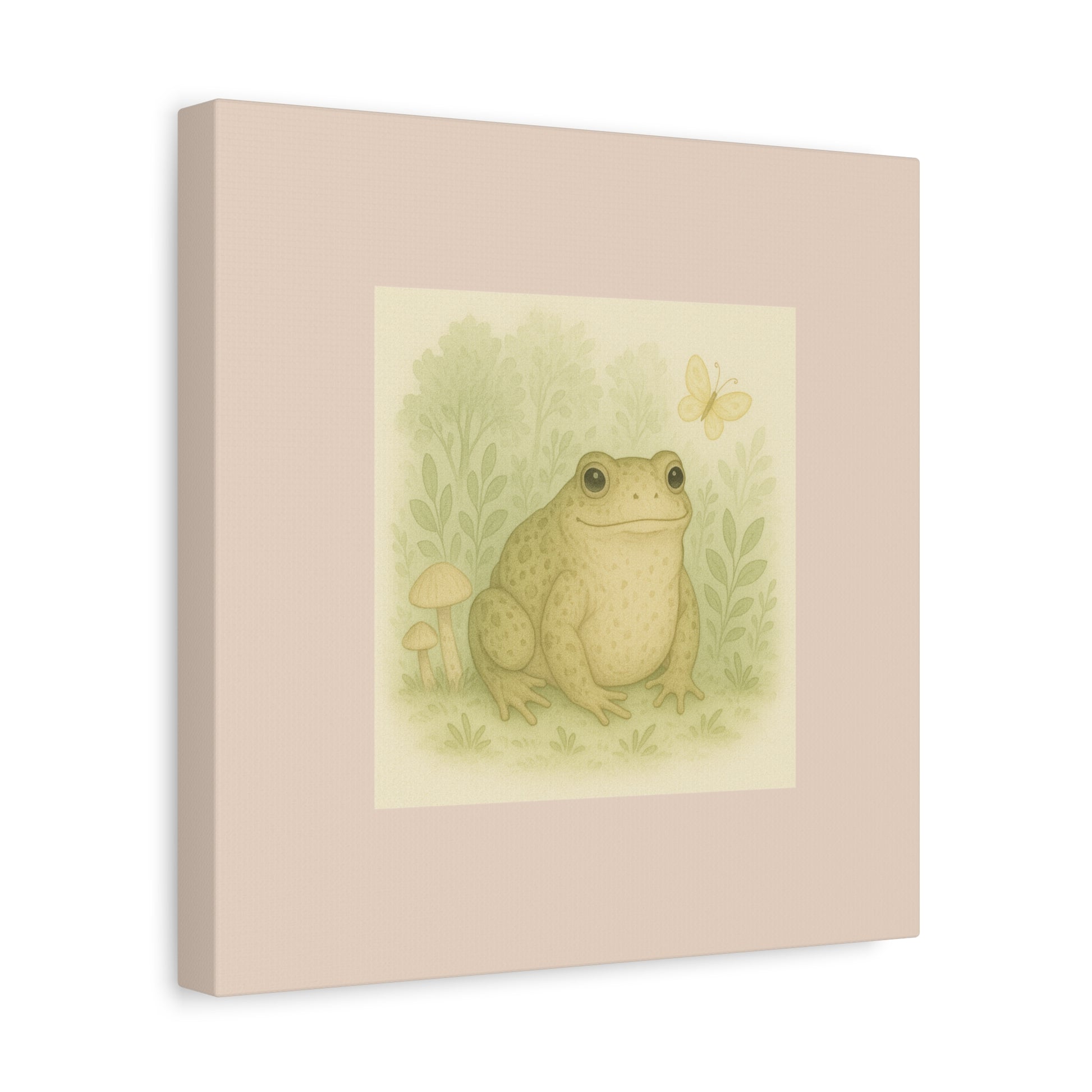 Frog Art Canvas Print, Soft Decor for Nature Lovers, Cute Wall Art for Kids, Gifts for Animal Lovers, Nursery Decor, Botanical Wall Art