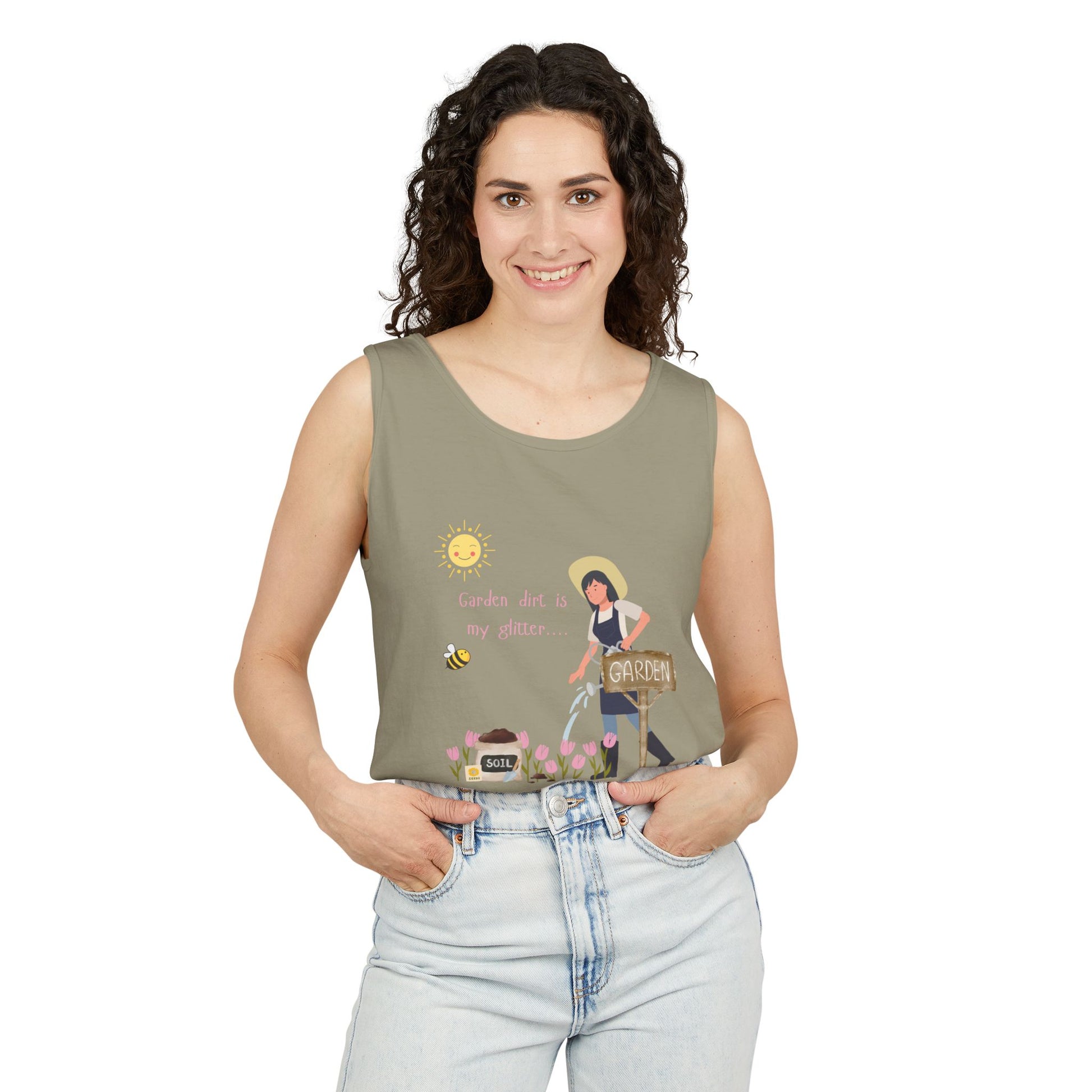 Gardening Vibes Tank Top, Unisex Graphic Tee, Summer Casual Wear, Nature Enthusiast Gift, Garden Party Apparel