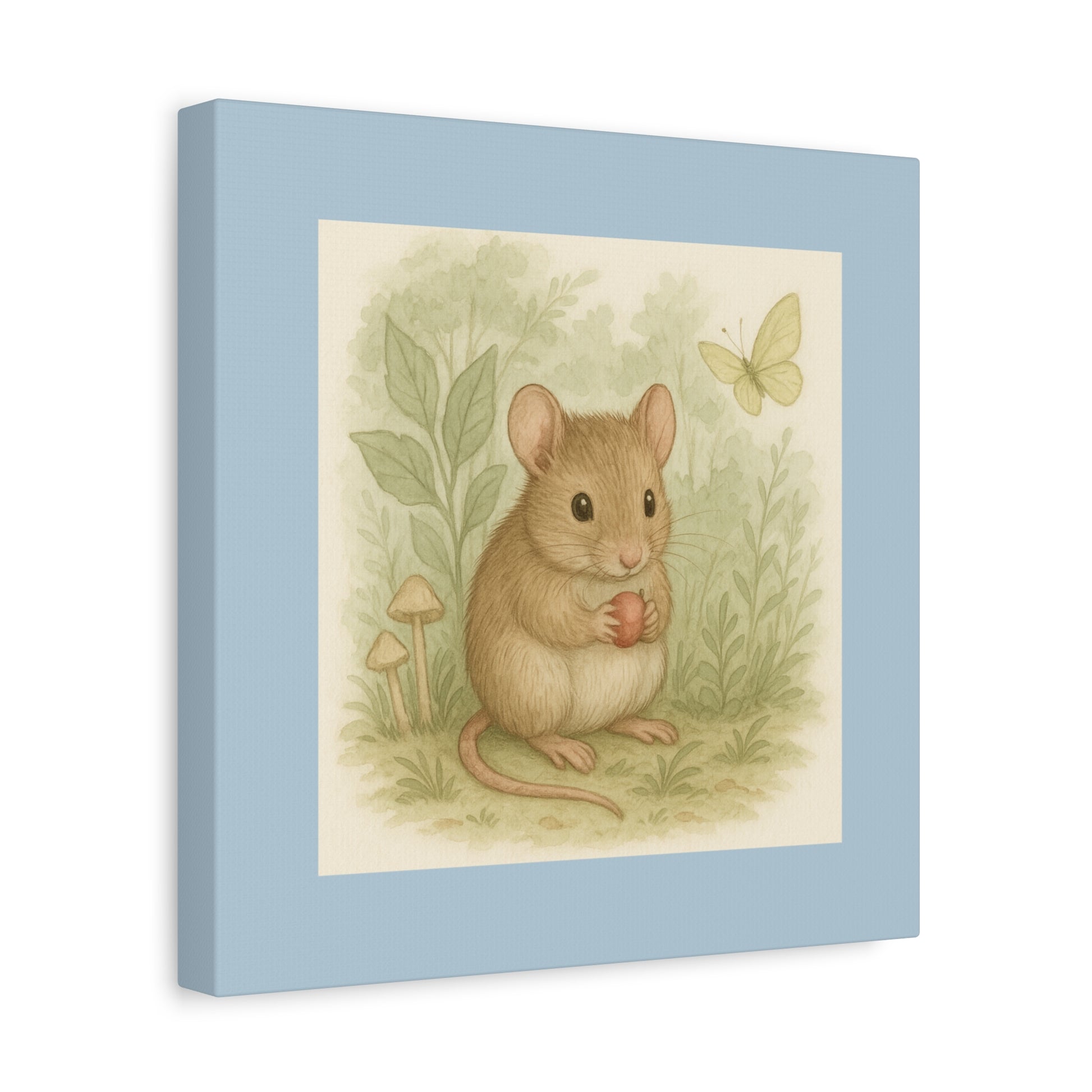 Charming Mouse Art Canvas, Wall Decor for Nursery, Kids Room, Gift for Animal Lovers, Spring Decor, Home Art