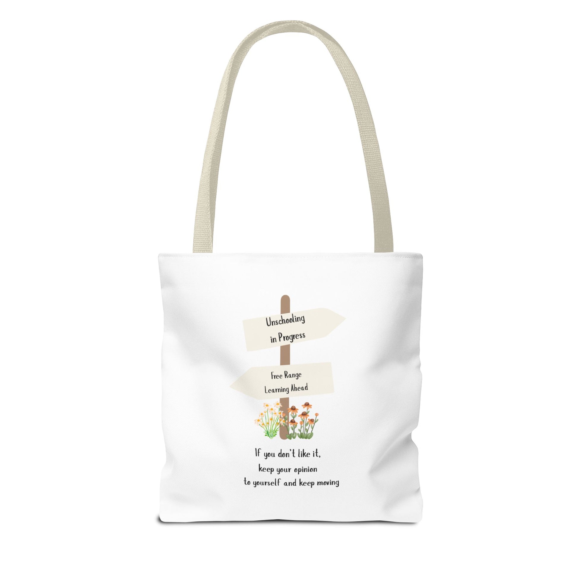 Unschooling in Progress, Free Range Learning ahead.  Motivational Reusable Bag, Eco-Friendly Shopping, Gift for Students, Positive Quote Bag