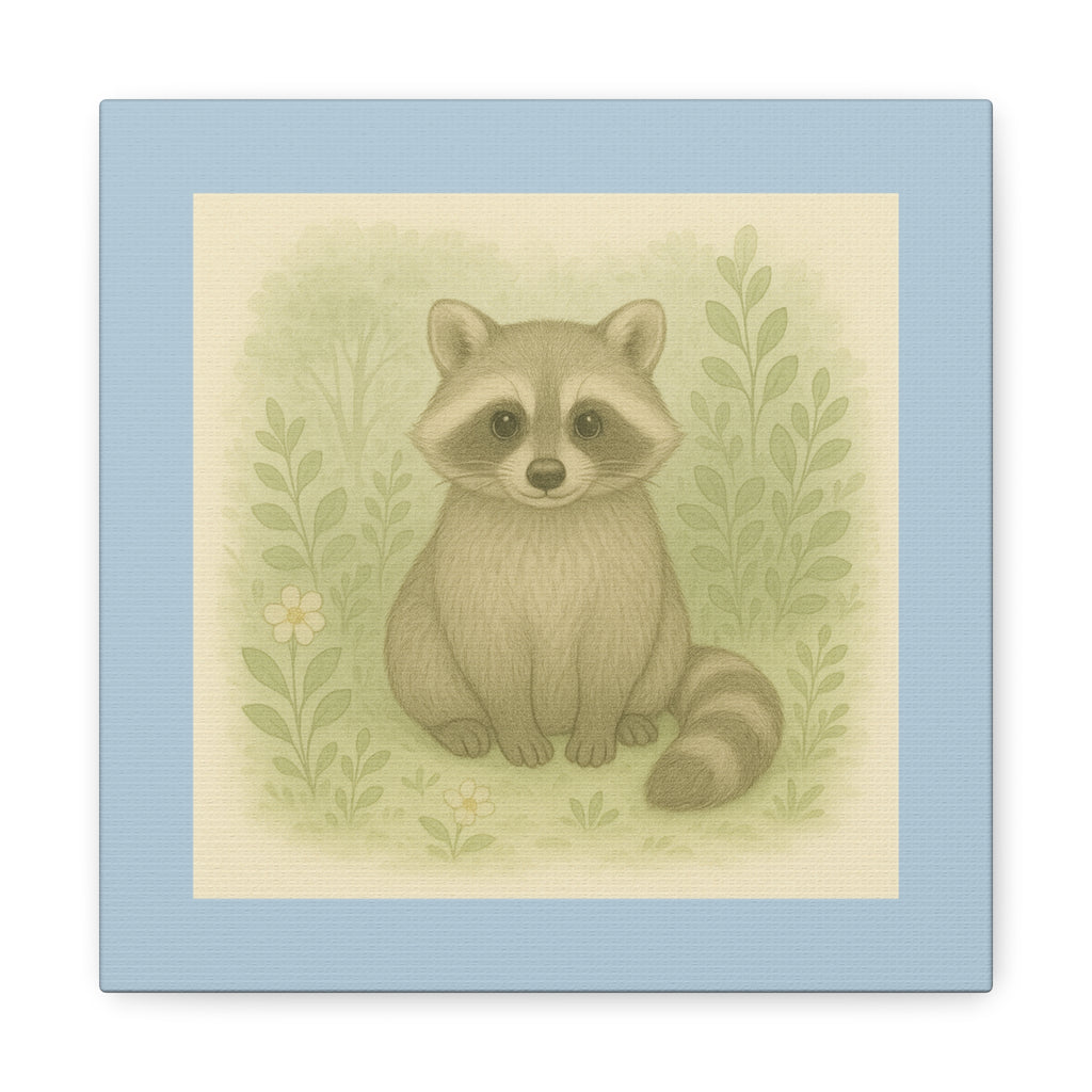 Charming Raccoon Art Canvas, Cute Animal Wall Decor, Nursery Art, Gift for Kids, Wildlife Lover's Home Decor