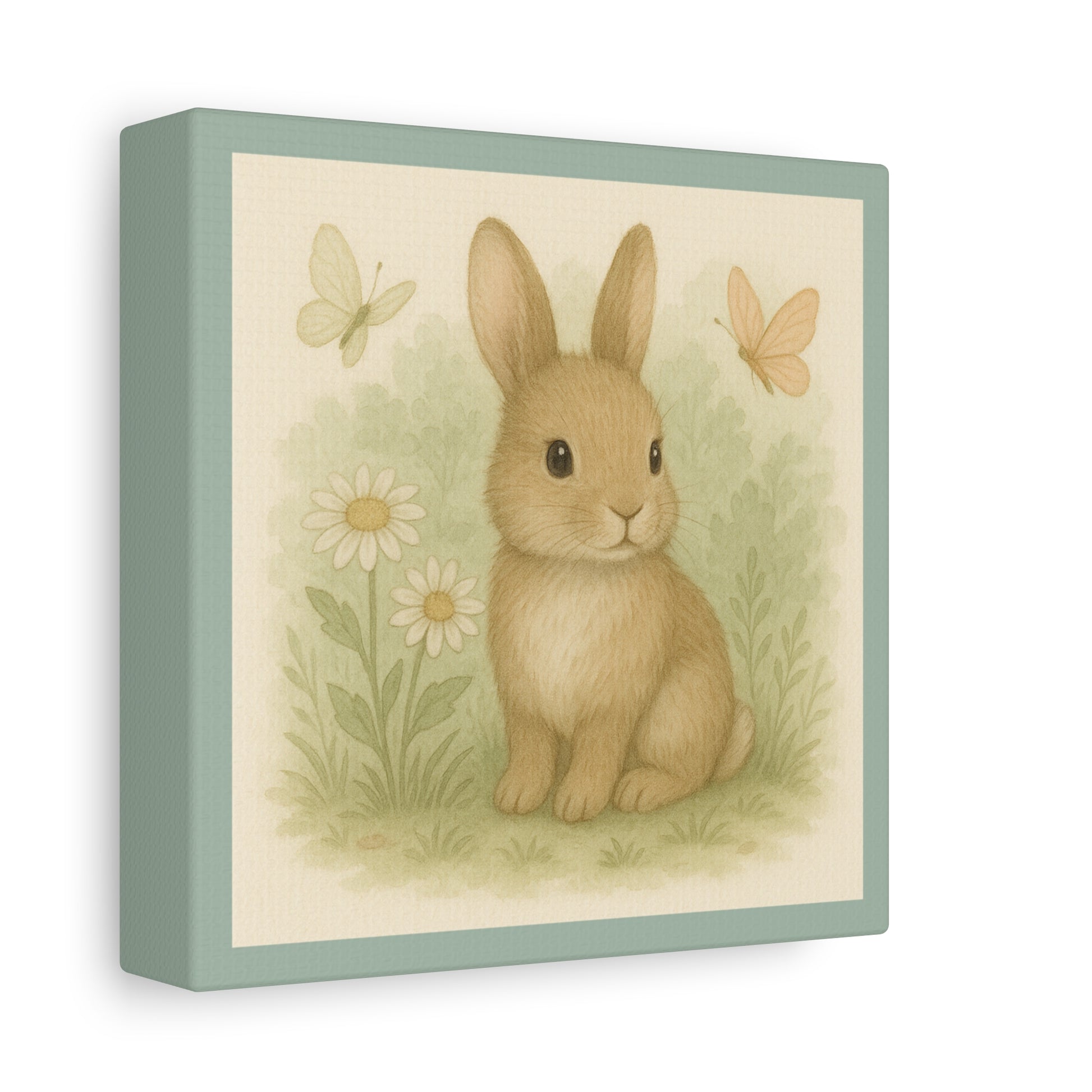Botanical Bunny Canvas Art, Cute Wall Decor, Nursery or Kids Room, Easter Decor, Gift for Animal Lovers