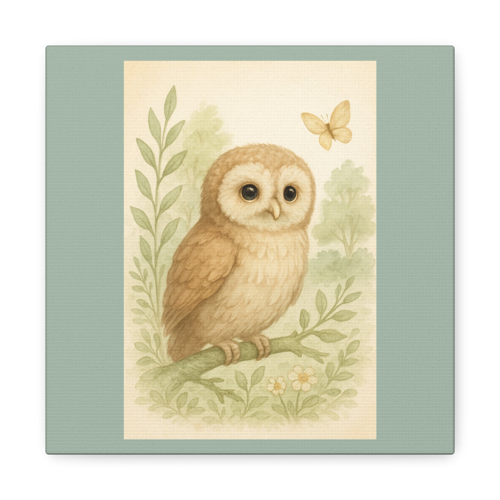 Whimsical Owl Canvas Art, Nature-Inspired Decor, Wildlife Wall Art, Nursery Wall Hanging, Childrens Room Gifts
