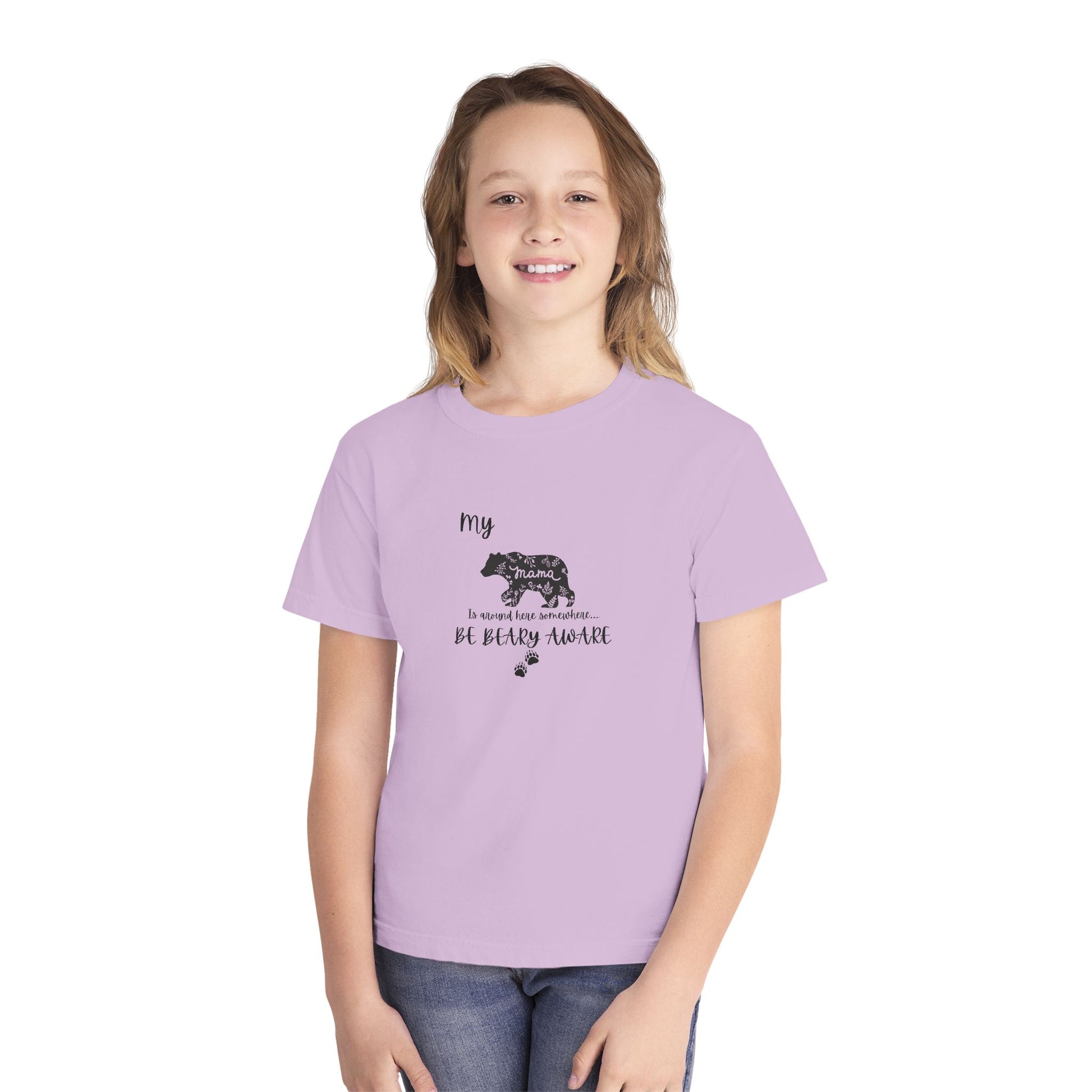 Cute Animal Lover Youth Tee, Be Bear-y Aware Tee, Kids Wildlife Shirt, Nature Enthusiast Gift, Children's Birthday Apparel