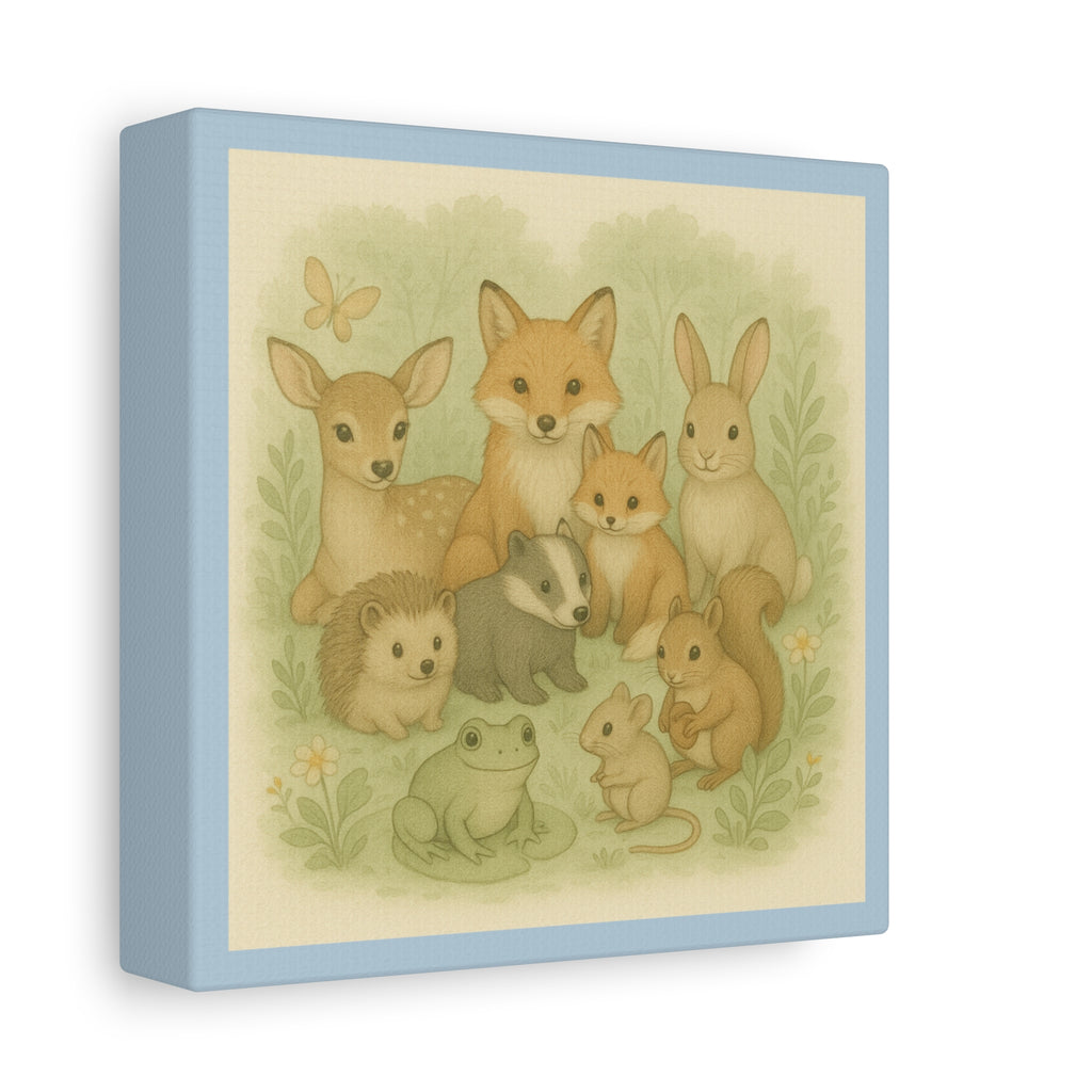 Whimsical Animal Canvas Art, Cute Nursery Decor, Woodland Creatures Wall Art, Children's Room Decoration, Baby Shower Gift