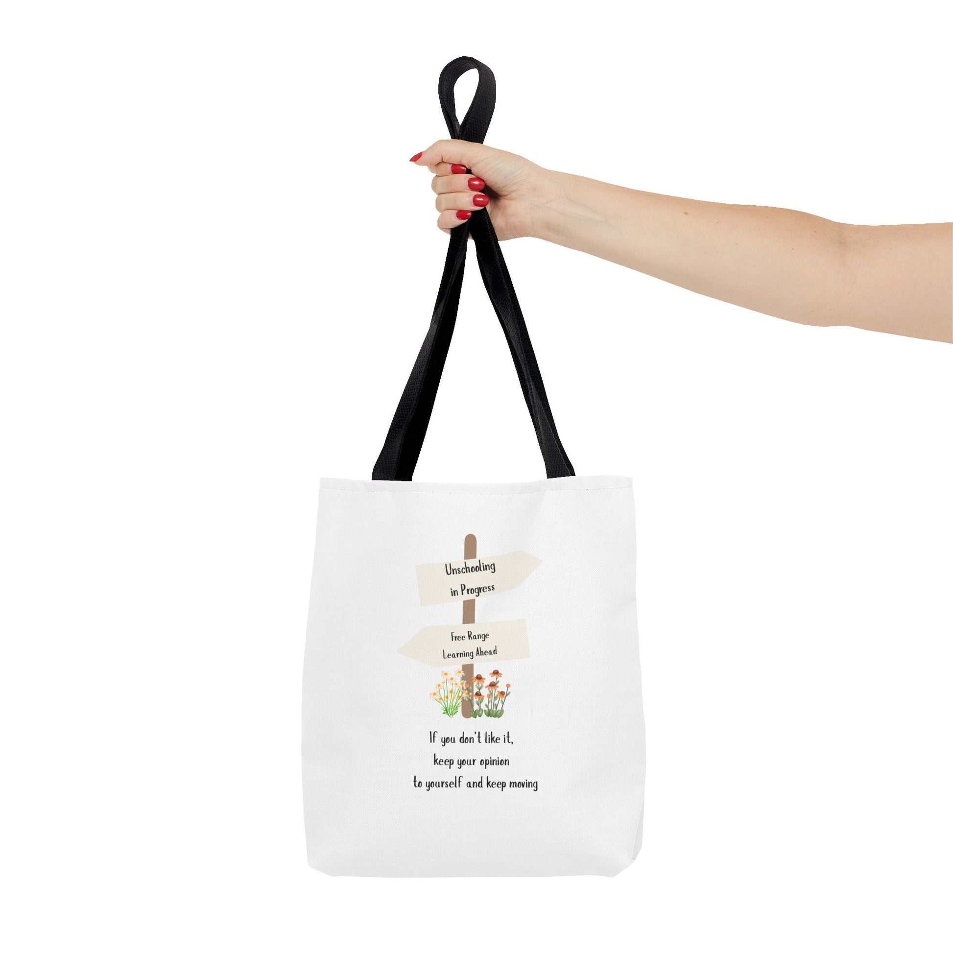 Unschooling in Progress, Free Range Learning ahead.  Motivational Reusable Bag, Eco-Friendly Shopping, Gift for Students, Positive Quote Bag