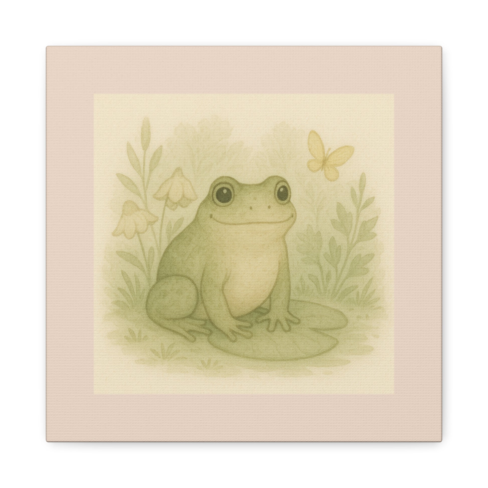 Whimsical Frog Canvas Art | Nature Home Decor, Kids Room Wall Art, Gift for Frog Lovers, Nursery Art, Greenery Wall Decor