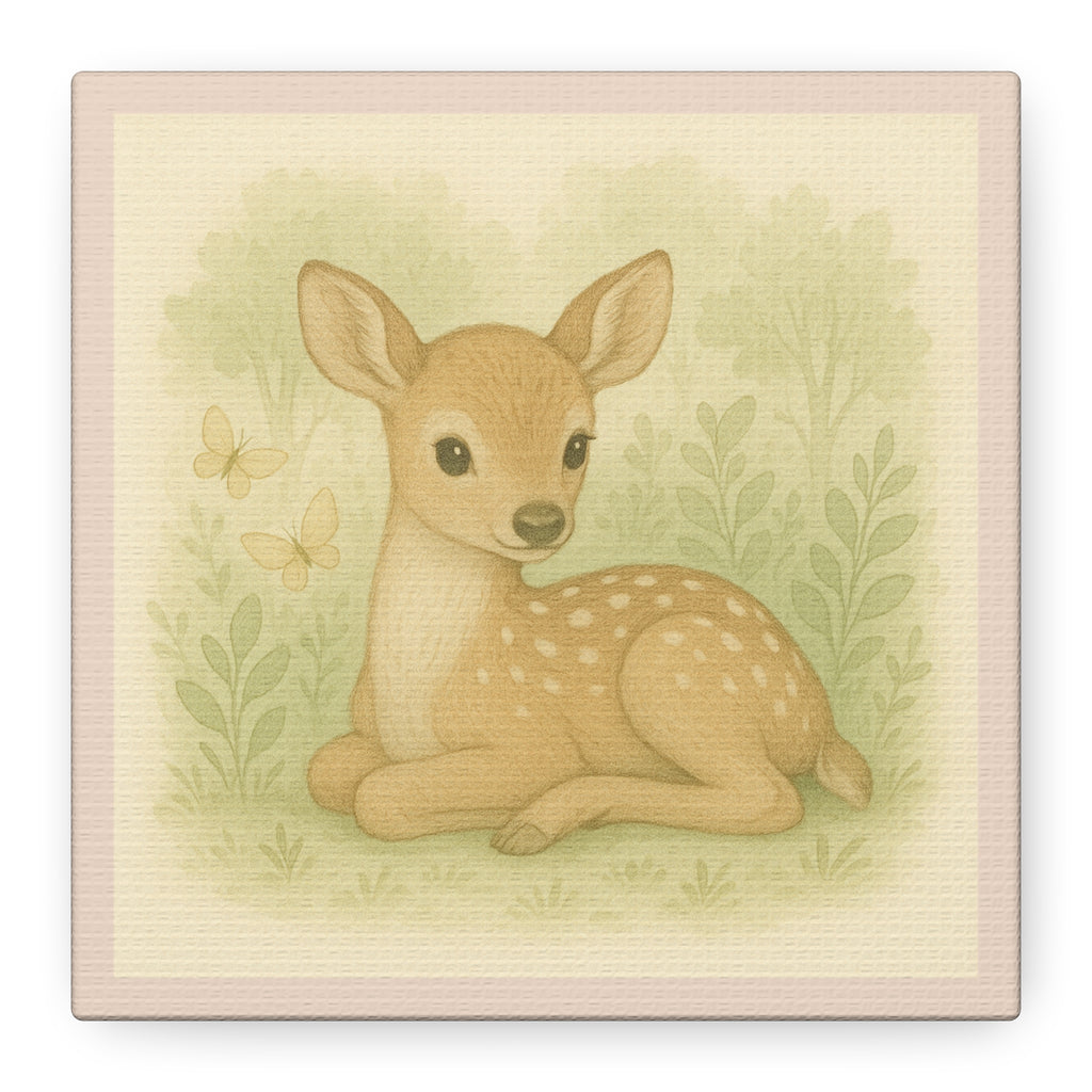 Sweet Fawn Canvas Art, Nursery Decor, Baby Room Wall Art, Woodland Theme, Child's Gift, Cute Deer Print