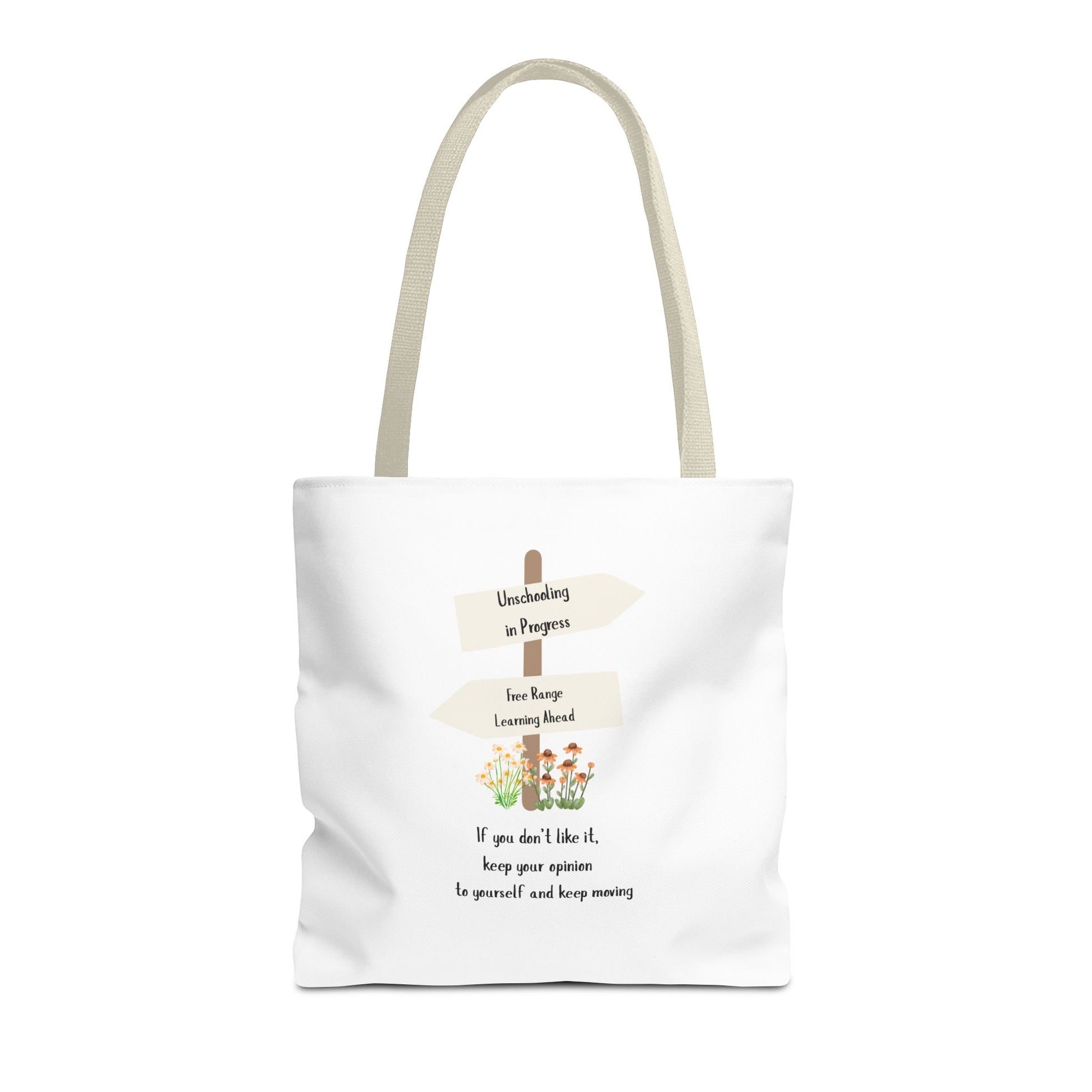Unschooling in Progress, Free Range Learning ahead.  Motivational Reusable Bag, Eco-Friendly Shopping, Gift for Students, Positive Quote Bag