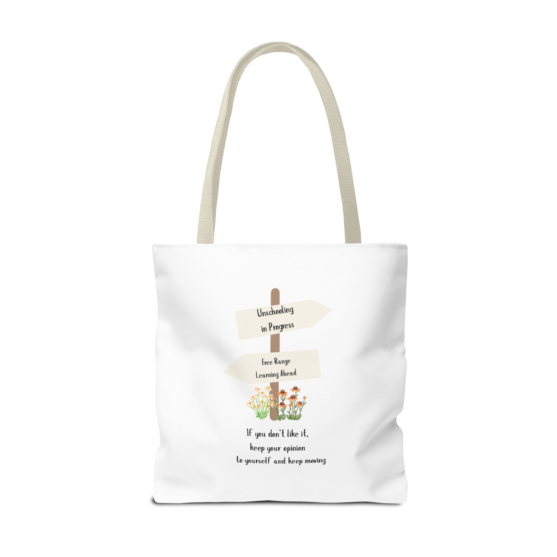 Unschooling in Progress, Free Range Learning ahead.  Motivational Reusable Bag, Eco-Friendly Shopping, Gift for Students, Positive Quote Bag