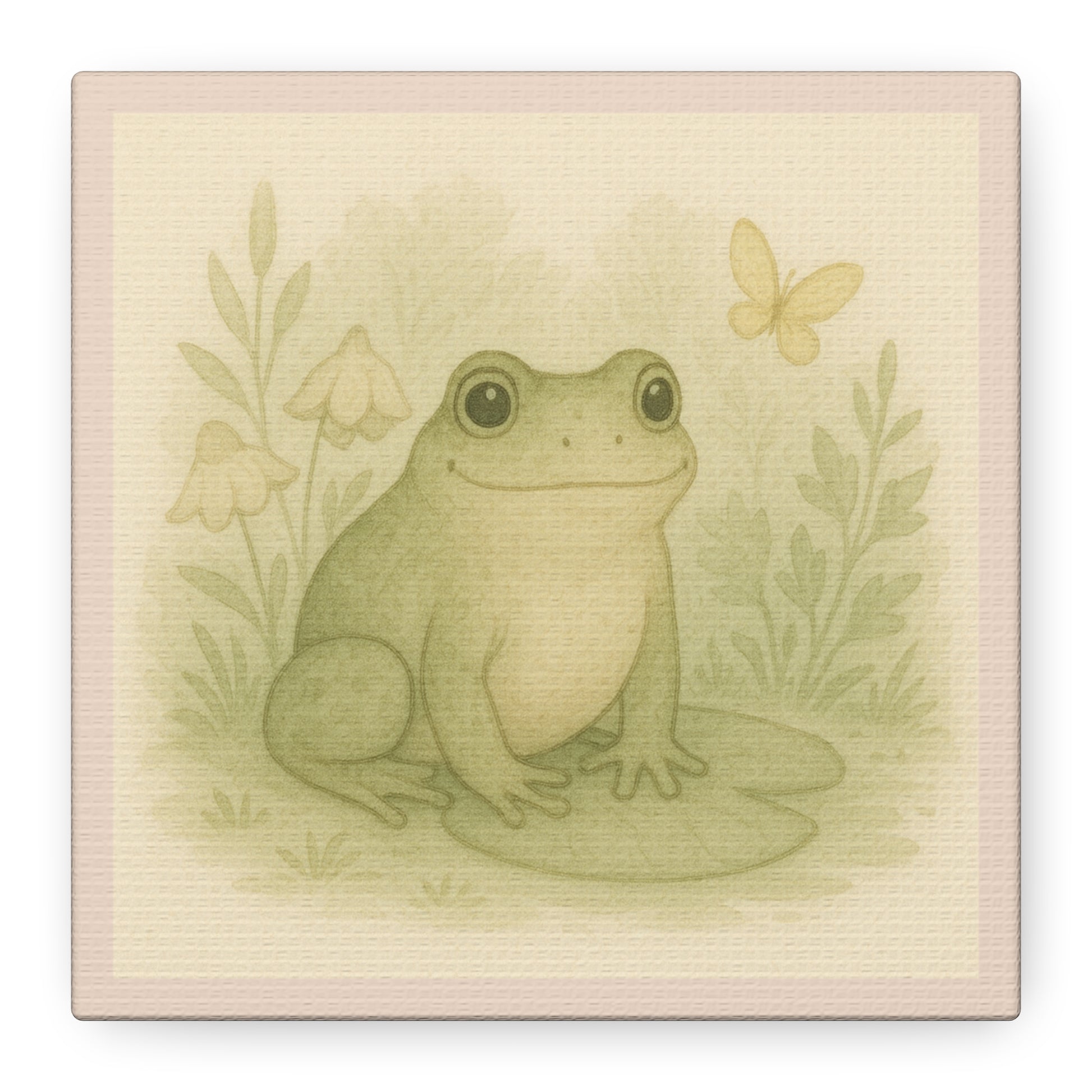 Whimsical Frog Canvas Art | Nature Home Decor, Kids Room Wall Art, Gift for Frog Lovers, Nursery Art, Greenery Wall Decor