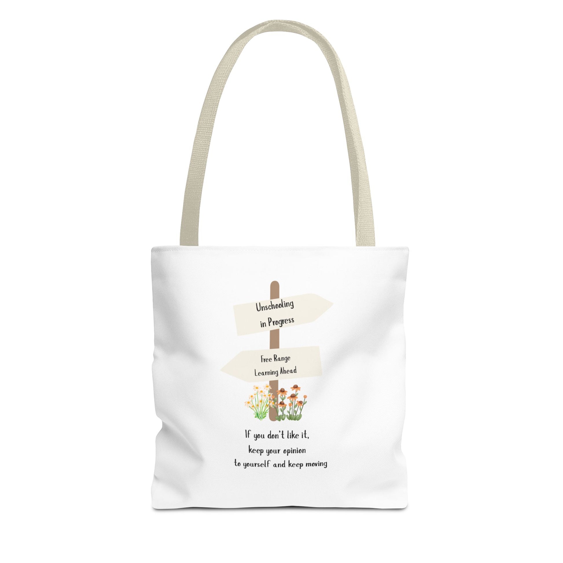 Unschooling in Progress, Free Range Learning ahead.  Motivational Reusable Bag, Eco-Friendly Shopping, Gift for Students, Positive Quote Bag