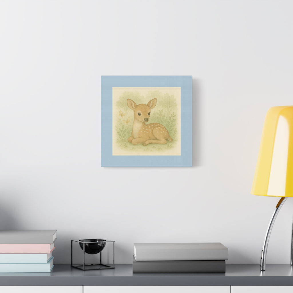 Whimsical Deer Canvas Art Print, Nursery Decor, Child's Room Wall Art, Gift for Baby Shower, Animal Illustration